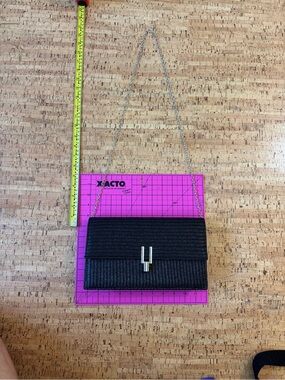 Black Woven Chain Shoulder Bag with Silver Hardware